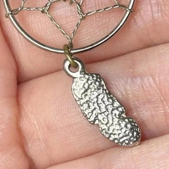 Southwestern Silver Dreamcatcher Statement Earrings – Boho Sterling-Tone Feather - Picture 7 of 10